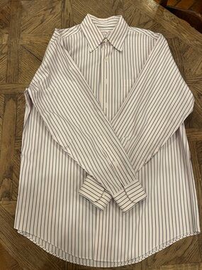 Brooks Brothers White Dress Shirt with Blue Pinstripes
